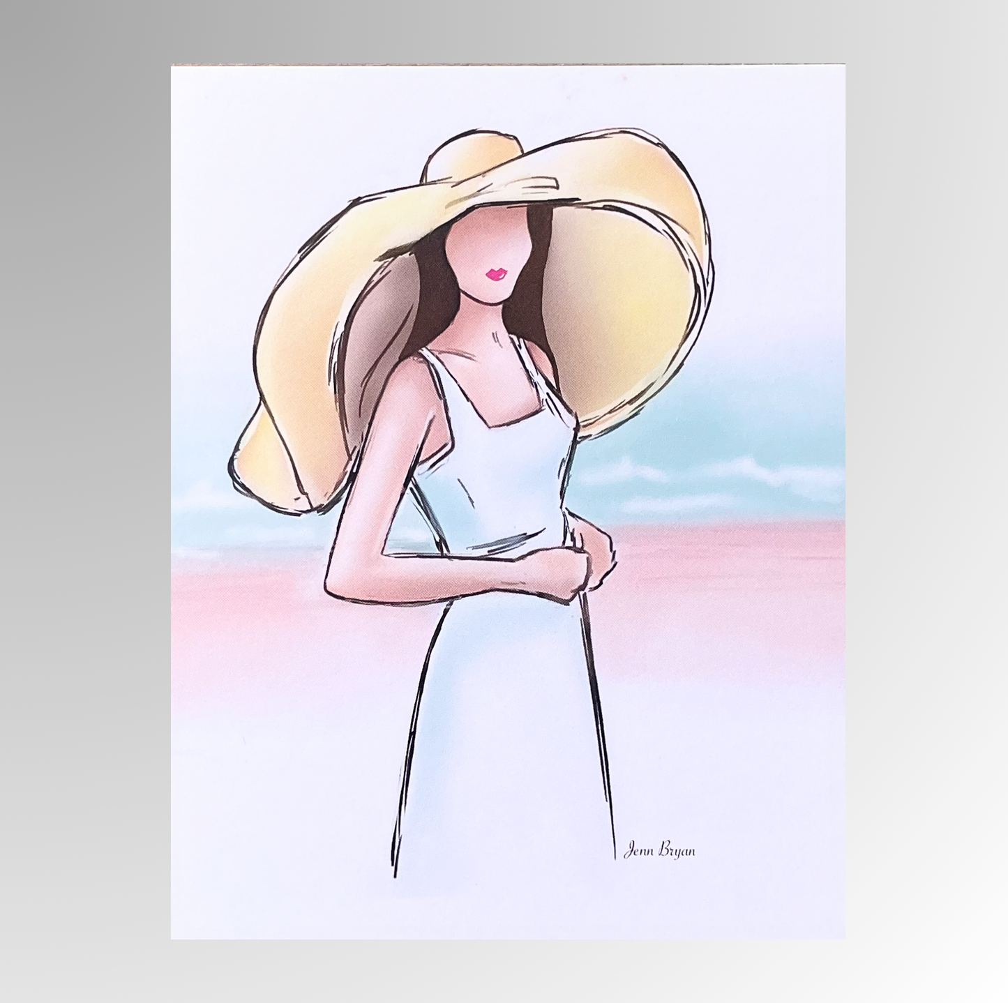 Lady On The Beach Note Cards