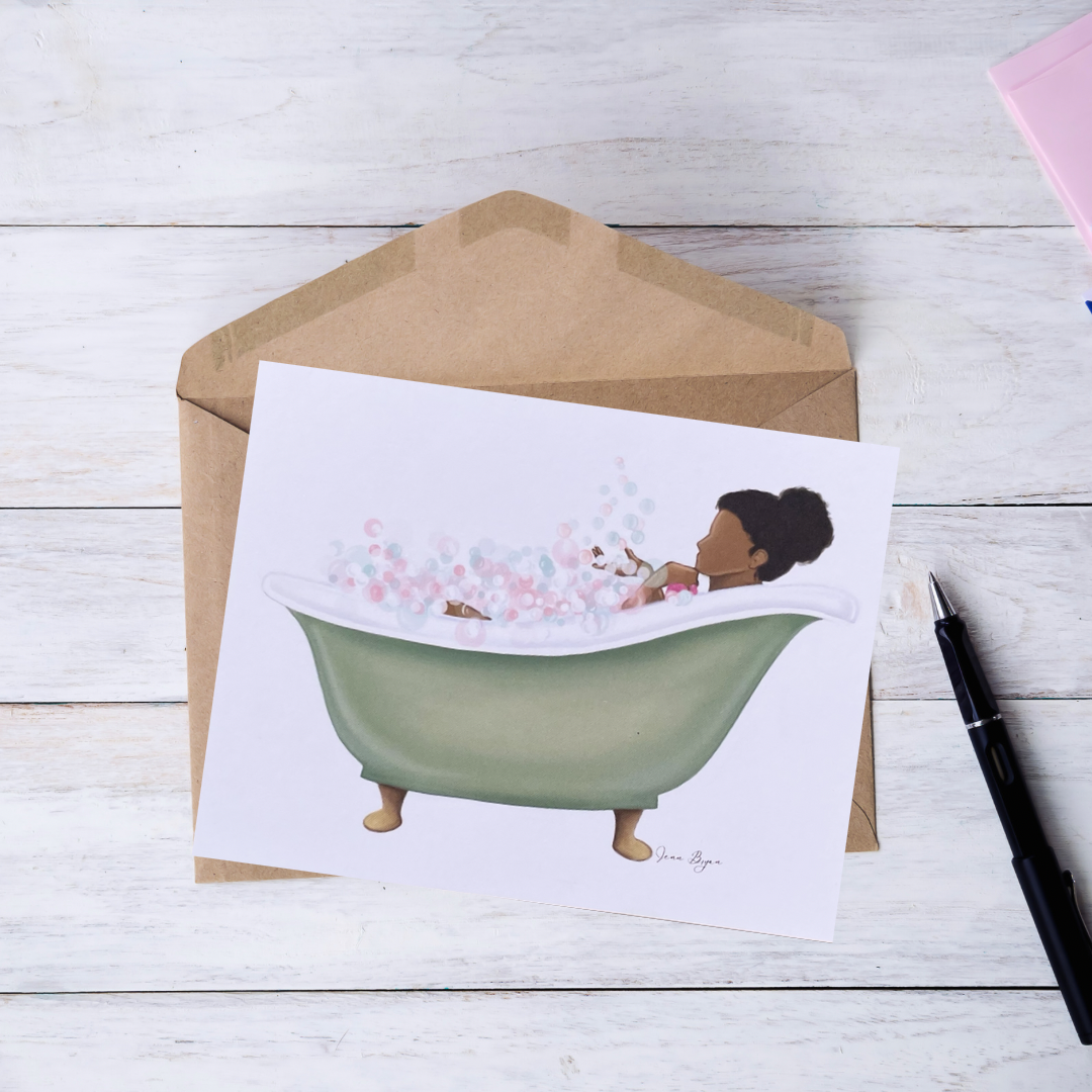 Woman in Bath with Black Hair