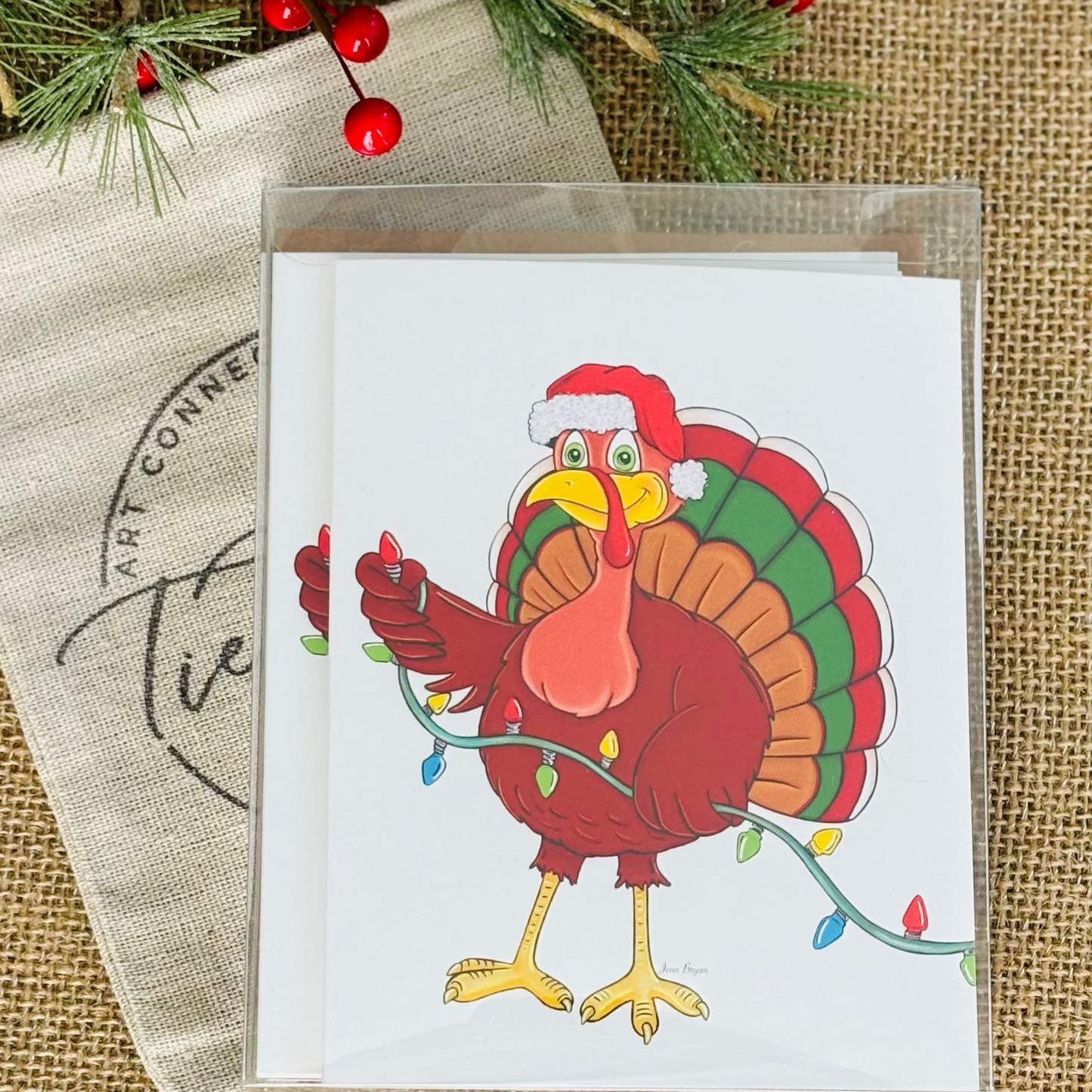 Turkey Christmas Greeting Card Gift Set of 6