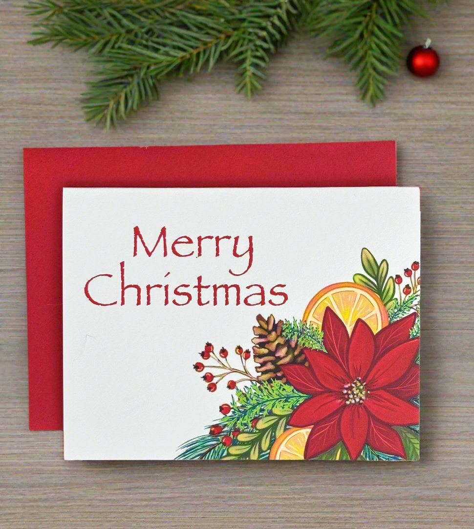 Christmas Poinsettia Greeting Card