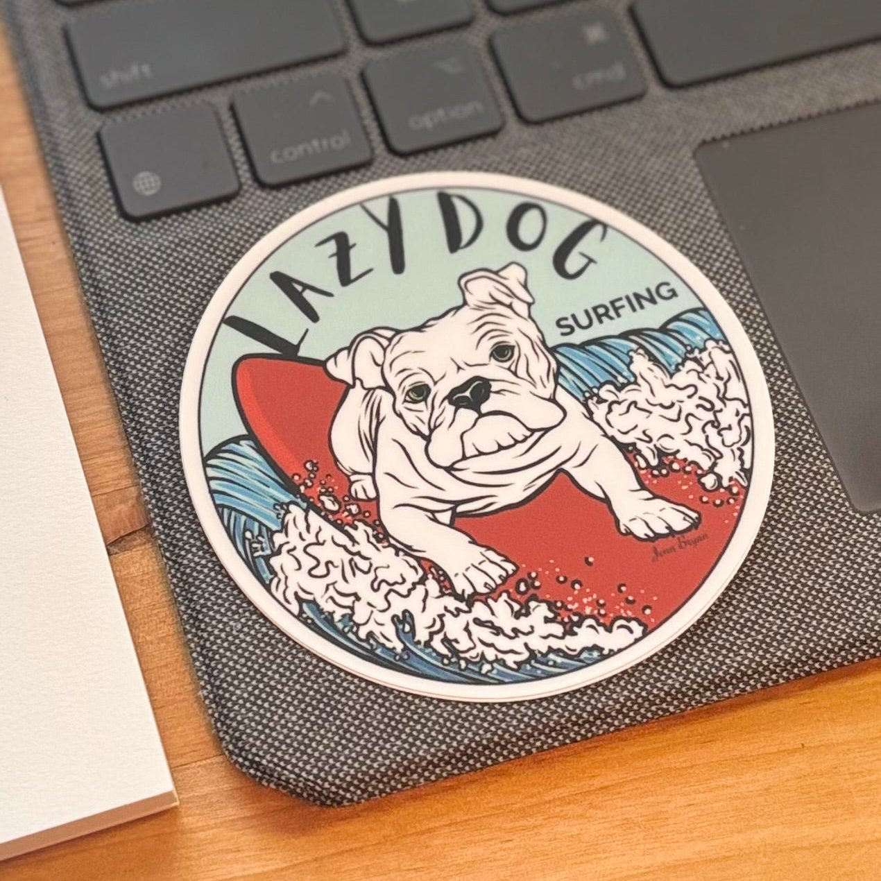 Lazy Dog Surfing Sticker