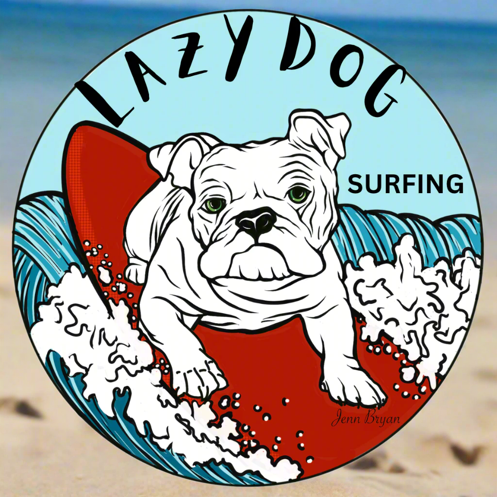 Lazy Dog Surfing Sticker