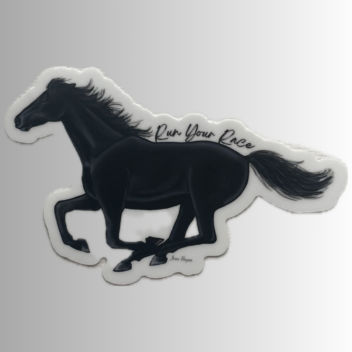 Run Your Race Black Horse Sticker
