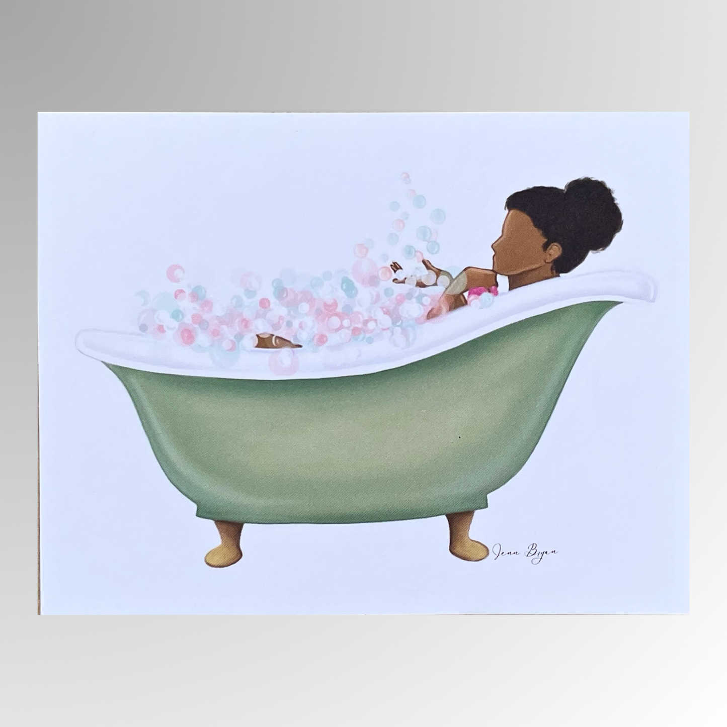Woman in Bath with Black Hair