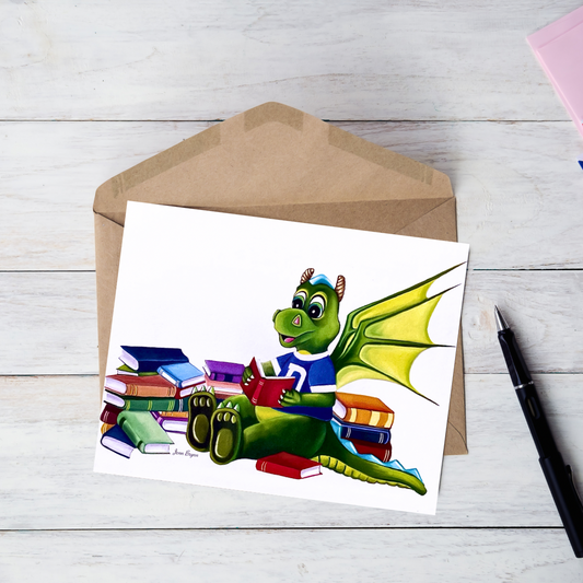 Dragons Love To Read Note Card
