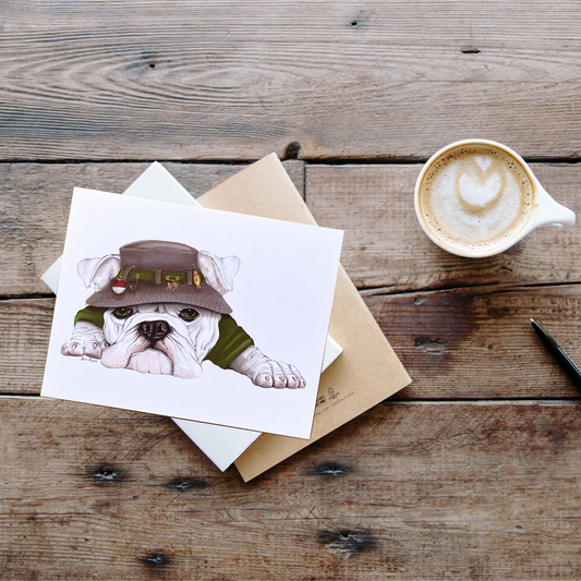 Bulldog Fisherman Note Card