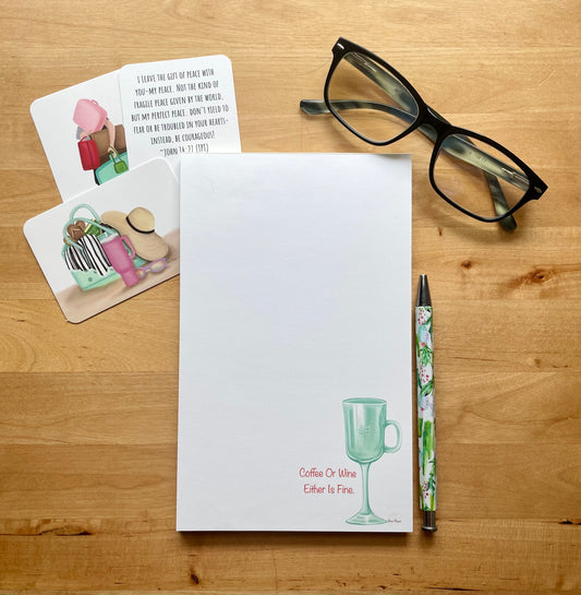 Coffee or Wine Either is Fine Notepad (5x8 in )