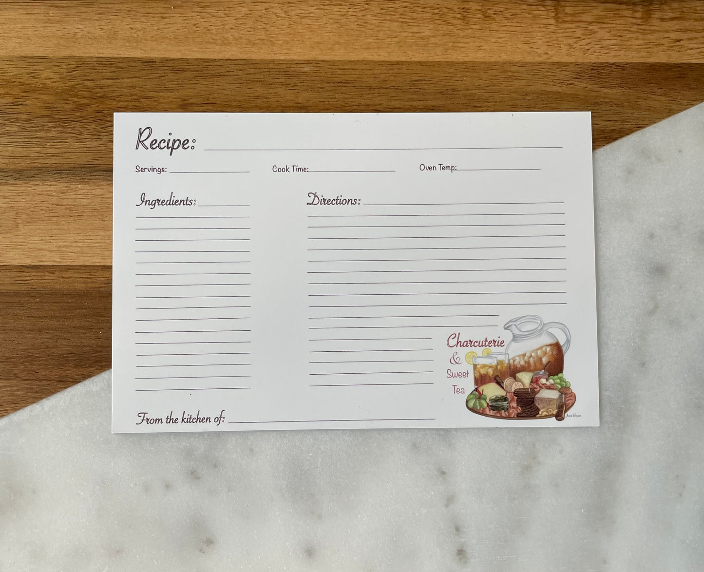 Charcuterie And Sweet Tea Recipe Cards
