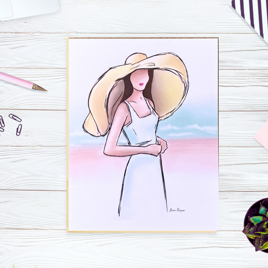 Lady On The Beach Note Cards