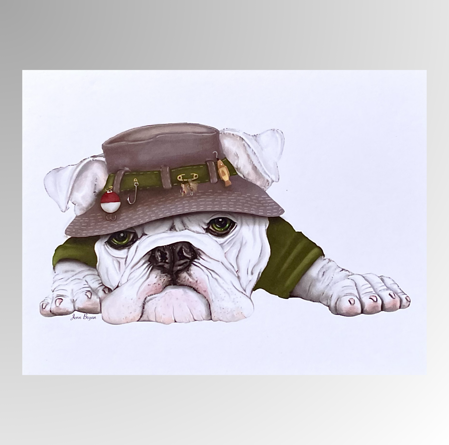 Bulldog Fisherman Note Card