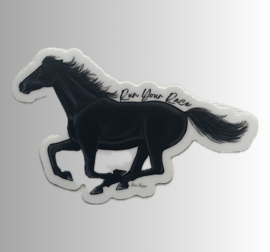 Run Your Race Black Horse Sticker