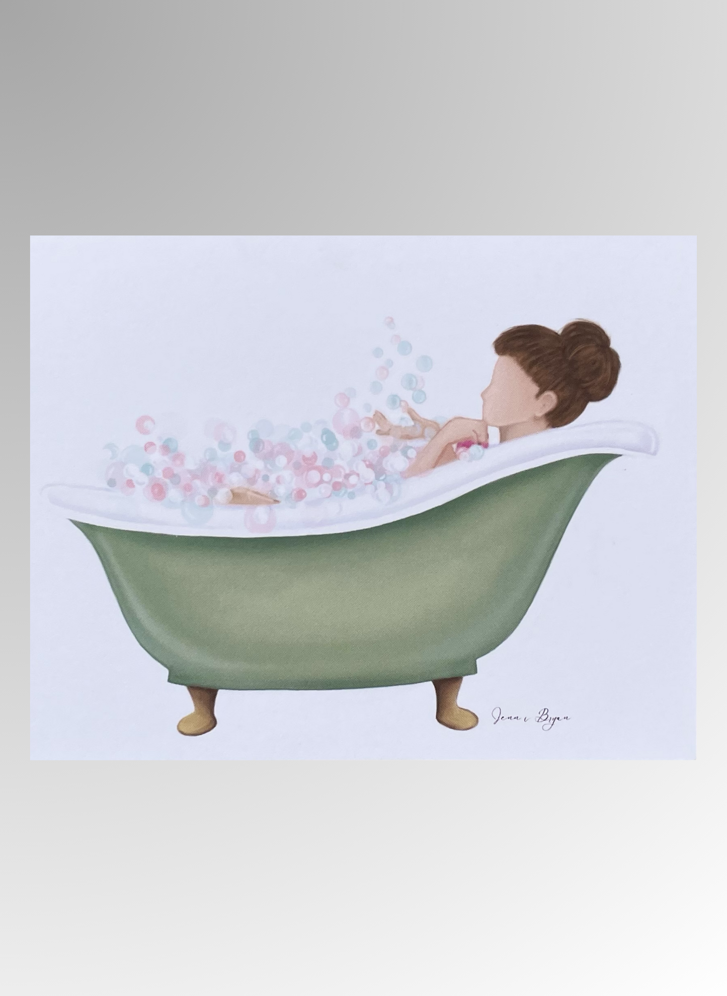 Woman with Brunette hair in Bath Note Cards